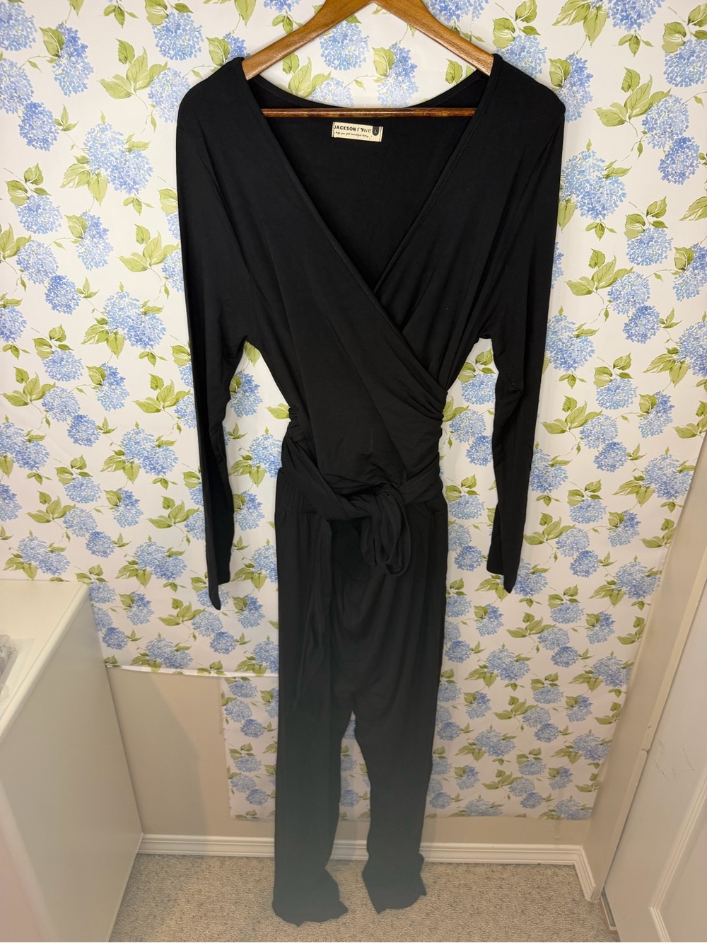 Jackson Rowe Black Long-Sleeve Wrap Jumpsuit